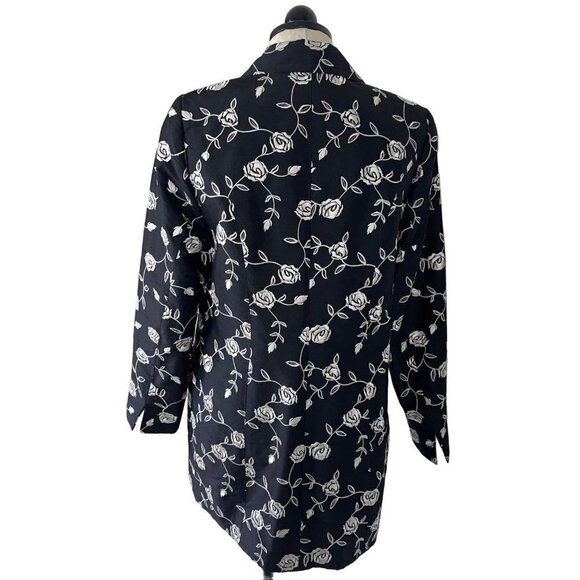 Corso De Roma Exclusivo Vintage Womens Jacket Size XL Black Floral Silk Satin - Picture 4 of 16